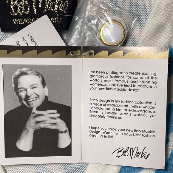 NWT Bob Mackie Wearable Art Cardigan Sweater Size Large Blue Green Animal Print - Picture 16 of 16